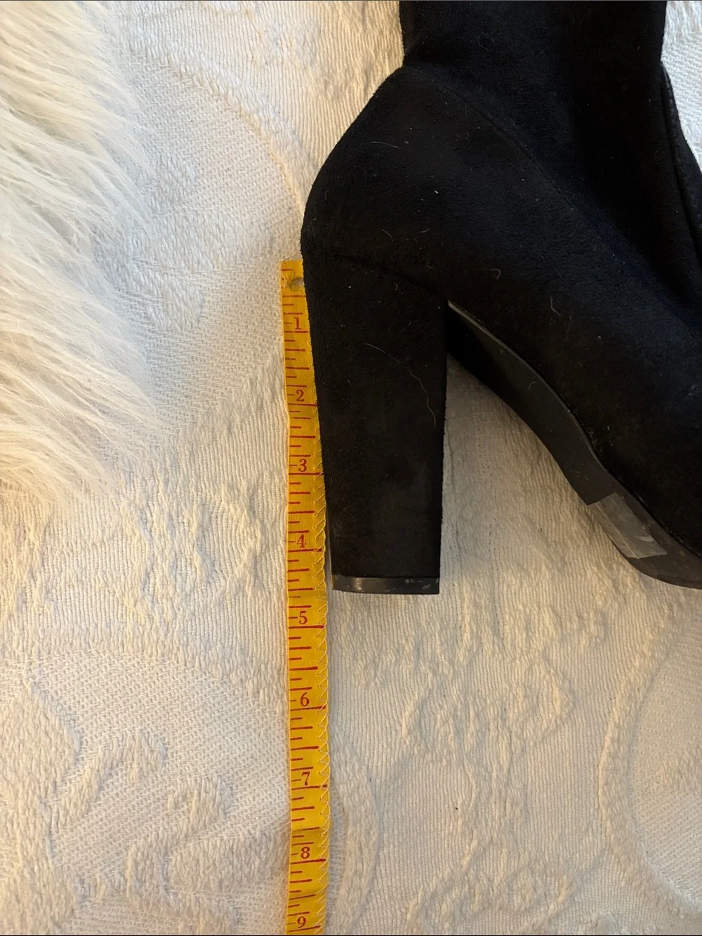 Over-the-Knee Black Suede Block Heel Boots